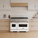 ZLINE 48 in. 6.7 cu. ft. Classic Dual Fuel Range with 8 Burner DuoPro™ Cooktop and Dual Ovens with White Matte Doors (PCDR-WM-48)