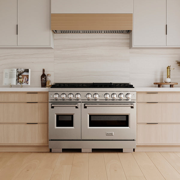 ZLINE 48 in. 6.7 cu. ft. Classic Dual Fuel Range with 8 Burner DuoPro™ Cooktop and Dual Ovens in Stainless Steel (PCDR48)