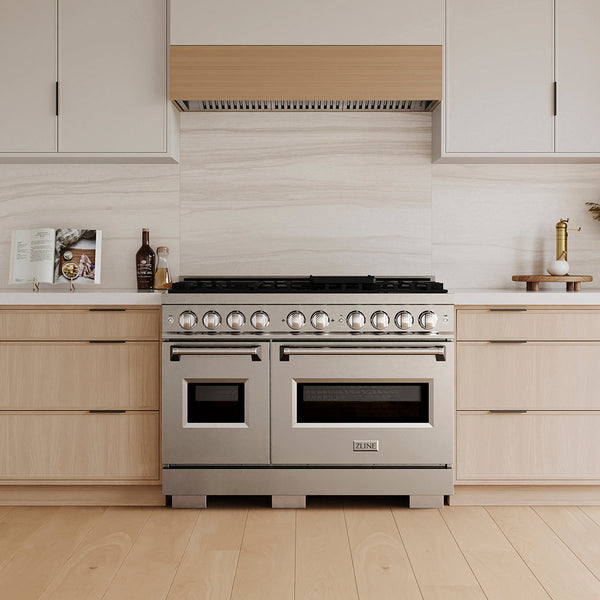 ZLINE 48 in. 6.7 cu. ft. Classic Gas Range with 8 Burner DuoPro™ Cooktop and Dual Ovens in Stainless Steel, Open Box-Good Condition