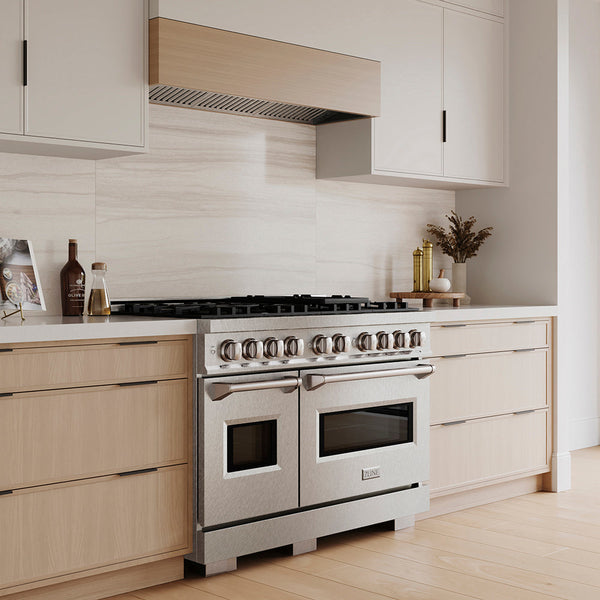 ZLINE 48 in. 6.7 cu. ft. Classic Gas Range with 8 Burner DuoPro™ Cooktop and Dual Ovens in Satin Stainless Steel, Open Box-Good Condition
