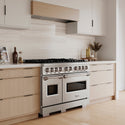 ZLINE 48 in. 6.7 cu. ft. Classic Dual Fuel Range with 8 Burner DuoPro™ Cooktop and Dual Ovens in Satin Stainless Steel, Open Box-Good Condition