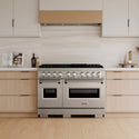 ZLINE 48 in. 6.7 cu. ft. Classic Gas Range with 8 Burner DuoPro™ Cooktop and Dual Ovens in Satin Stainless Steel, Open Box-Good Condition