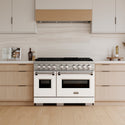 ZLINE 48 in. 6.7 cu. ft. Classic Gas Range with 8 Burner DuoPro™ Cooktop and Dual Ovens in Satin Stainless Steel with White Matte Doors (PCGRS-WM-48)