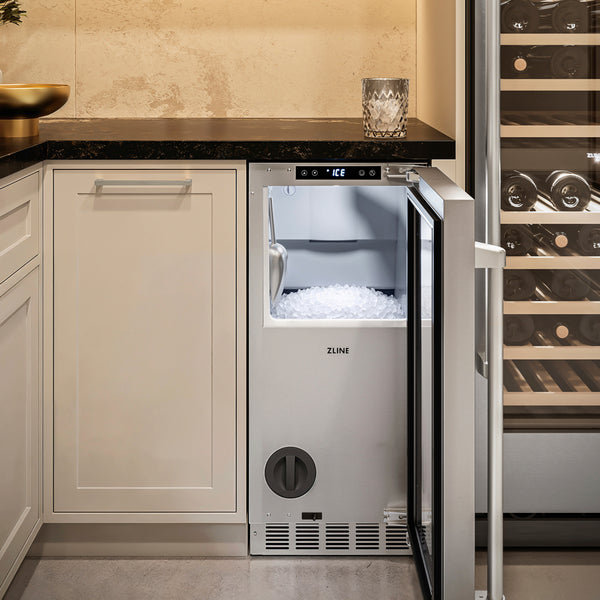 ZLINE 15 in. Touchstone Nugget Ice Maker with Drain Pump and Solid Stainless Steel Door (INGD-ST-15)