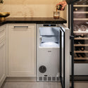 ZLINE Autograph Edition 15 in. Touchstone Nugget Ice Maker with Drain Pump and Solid Stainless Steel Door with Matte Black Handle (INGDZ-ST-15-MB)