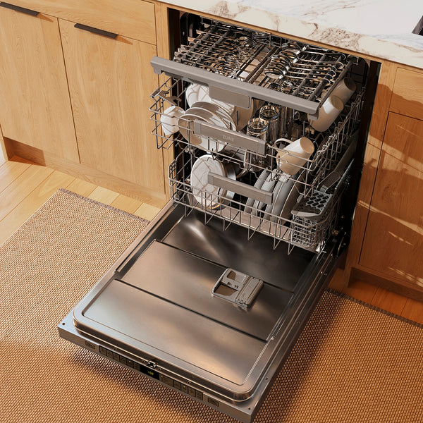 ZLINE Autograph Edition 24 in. Monument Series 3rd Rack Dishwasher with Auto Door Open Drying, 44dBa, Stainless Steel Panel with Polished Gold Handle (DWMTZ-304-24-G)