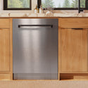 ZLINE Autograph Edition 24 in. Monument Series 3rd Rack Dishwasher with Auto Door Open Drying, 44dBa, Stainless Steel Panel with Matte Black Handle (DWMTZ-304-24-MB)