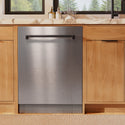 ZLINE Autograph Edition 24 in. Monument Series 3rd Rack Dishwasher with Auto Door Open Drying, 44dBa, Satin Stainless Steel Panel with Matte Black Handle (DWMTZ-SN-24-MB)