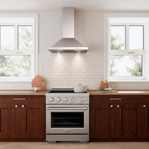 ZLINE 30 in. Convertible Vent Wall Mount Range Hood in Stainless Steel, Handle Open Box-Good Condition
