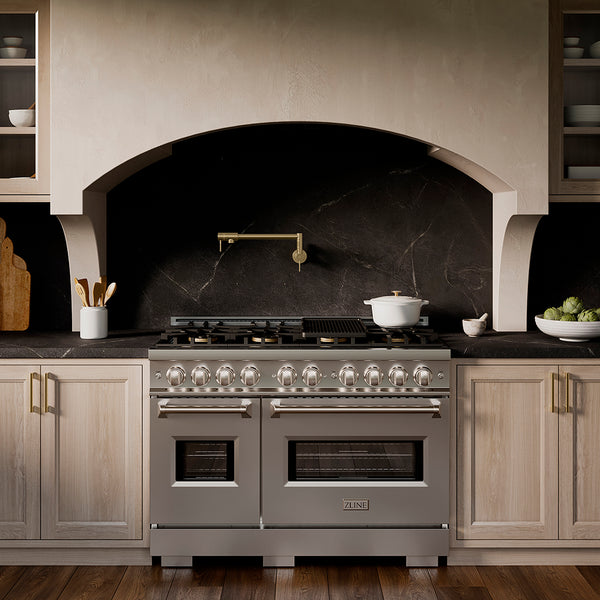 ZLINE 48 in. 6.7 cu. ft. Classic Dual Fuel Range with 8 Burner DuoPro™ Cooktop and Dual Ovens in Stainless Steel (PCDR48)