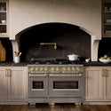 ZLINE Autograph Edition 48 in. 6.7 cu. ft. Classic Gas Range with 8 Burner DuoPro™ Cooktop and Dual Ovens in Stainless Steel and Champagne Bronze Accents (PCGRZ-48-CB)