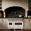 ZLINE Autograph Edition 48 in. 6.7 cu. ft. Classic Gas Range with 8 Burner DuoPro™ Cooktop and Dual Ovens with White Matte Doors and Champagne Bronze Accents (PCGRZ-WM-48-CB)