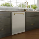 ZLINE Autograph Edition 24 in. Monument Series 3rd Rack Top Touch Control Tall Tub Dishwasher in Stainless Steel with Champagne Bronze Handle, 45dBa (DWMTZ-304-24-CB)