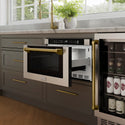 ZLINE Autograph Edition 24 in. 1.2 cu. ft. Built-in Microwave Drawer with a Traditional Handle in Stainless Steel and Champagne Bronze Accents (MWDZ-1-H-CB)