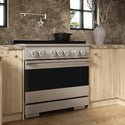 ZLINE 36 in. 5.2 cu. ft. Marino Dual Fuel Range with Gas Cooktop and Electric Convection Oven in Stainless Steel with 6 Brass Burners (MDR-BR-36)