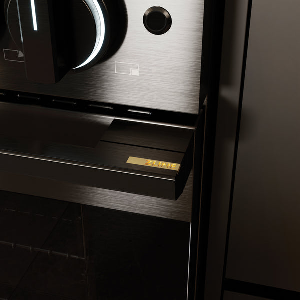ZLINE 36 in. 5.2 cu. ft. Marino Dual Fuel Range with Gas Cooktop and Electric Convection Oven in Black Stainless Steel with 6 Brass Burners (MDRB-BR-36)