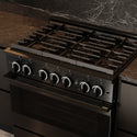 ZLINE 36 in. 5.2 cu. ft. Marino Gas Range with 6 Burner Cooktop and Convection Gas Oven in Black Stainless Steel (MGRB-36)