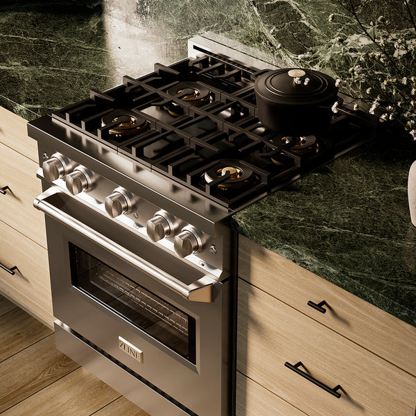 ZLINE 30 in. 4.2 cu. ft. Classic Gas Range with 4 Burner DuoPro™ Cooktop and Convection Gas Oven in Stainless Steel (PCGR30)