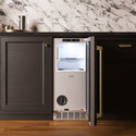 ZLINE Autograph Edition 15 in. Touchstone Nugget Ice Maker with Drain Pump and Panel-Ready Door with Champagne Bronze Handle (INGDPZ-15-CB)