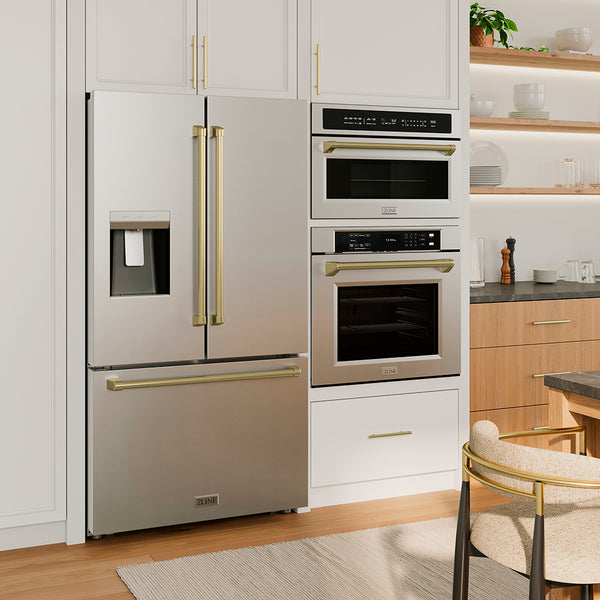ZLINE Autograph Edition 30 in. 1.6 cu. ft. Built-in Convection Microwave Oven in Stainless Steel and Champagne Bronze Accents (MWOZ-30-CB)