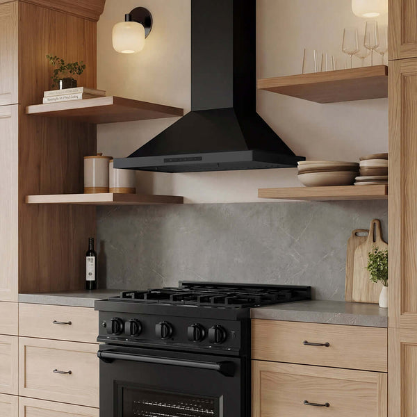 ZLINE 30 in. Convertible Vent Wall Mount Range Hood in Black Stainless Steel, Handle Open Box-Good Condition