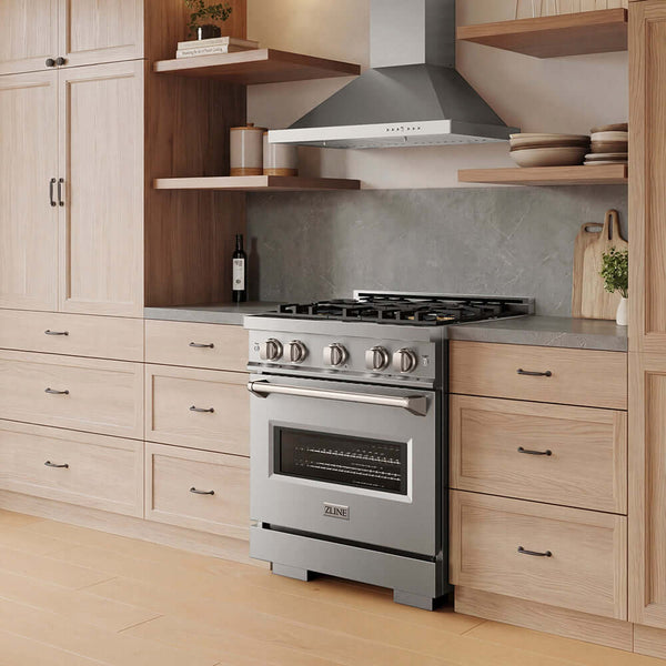 ZLINE 30 in. 4.2 cu. ft. Classic Dual Fuel Range with 4 Burner DuoPro™ Cooktop and Electric Convection Oven in Stainless Steel, Open Box-Good Condition