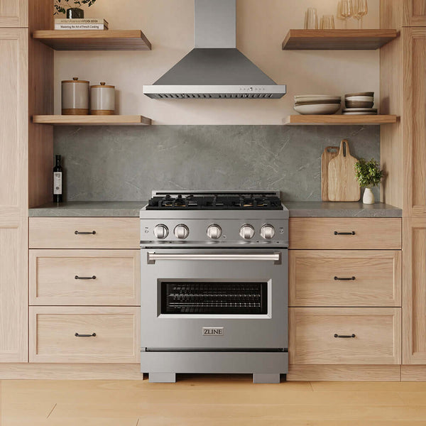 ZLINE 30 in. 4.2 cu. ft. Classic Dual Fuel Range with 4 Burner DuoPro™ Cooktop and Electric Convection Oven in Stainless Steel, Open Box-Good Condition