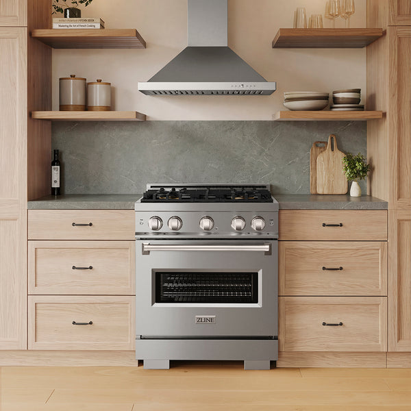 ZLINE 30 in. 4.2 cu. ft. Classic Dual Fuel Range with 4 Burner DuoPro™ Cooktop and Electric Convection Oven in Stainless Steel (PCDR30)