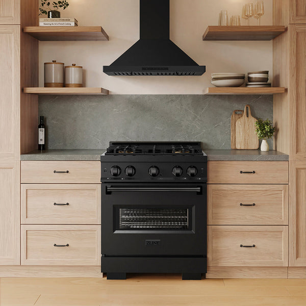 ZLINE 30 in. 4.2 cu. ft. Classic Dual Fuel Range with 4 Burner DuoPro™ Cooktop and Electric Convection Oven in Black Stainless Steel, Open Box-Good Condition