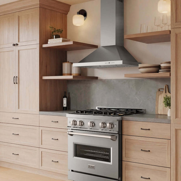 ZLINE 30 in. Convertible Vent Wall Mount Range Hood in Stainless Steel, Handle Open Box-Good Condition