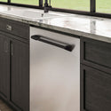 ZLINE Autograph Edition 24 in. Monument Series 3rd Rack Dishwasher with Auto Door Open Drying, 44dBa, Stainless Steel Panel with Matte Black Handle (DWMTZ-304-24-MB)
