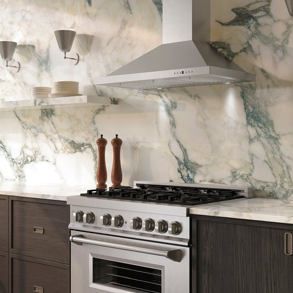 ZLINE 36 in. Convertible Vent Wall Mount Range Hood in Stainless Steel Handle, Open Box-Great Condition