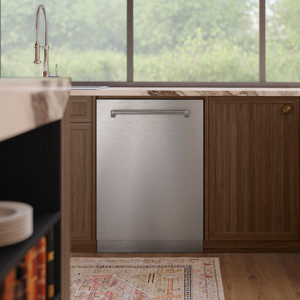 ZLINE 24 in. Tallac Series 3rd Rack Dishwasher with Auto Door Open Drying, 51dBa, Stainless Steel Panel (DWV-304-24)