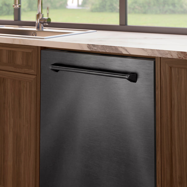 ZLINE 24 in. Tallac Series 3rd Rack Dishwasher with Auto Door Open Drying, 51dBa, Black Stainless Steel Panel (DWV-BS-24)