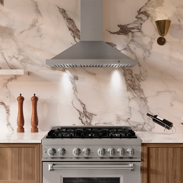 ZLINE 36 in. Convertible Vent Wall Mount Range Hood in Stainless Steel Handle, Open Box-Great Condition