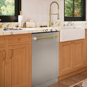 ZLINE Autograph Edition 24 in. Monument Series 3rd Rack Top Touch Control Tall Tub Dishwasher in Stainless Steel with Champagne Bronze Handle, 45dBa (DWMTZ-304-24-CB)