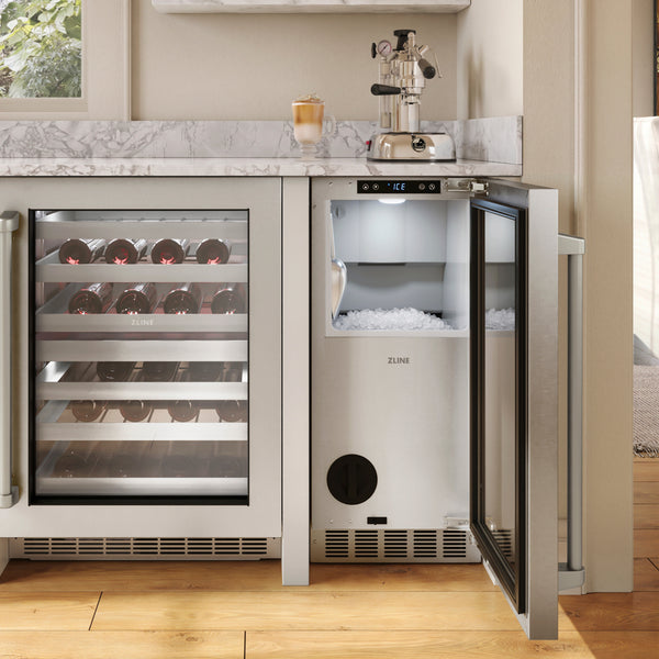 ZLINE 15 in. Touchstone Nugget Ice Maker with Drain Pump and Solid Stainless Steel Door (INGD-ST-15)