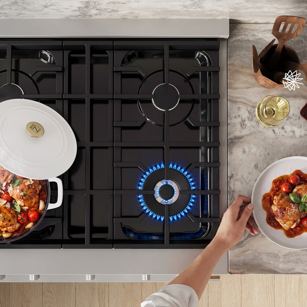 ZLINE 30 in. 4.2 cu. ft. Marino Dual Fuel Range with 4 Burner Gas Cooktop and Electric Convection Oven in Stainless Steel (MDR30)