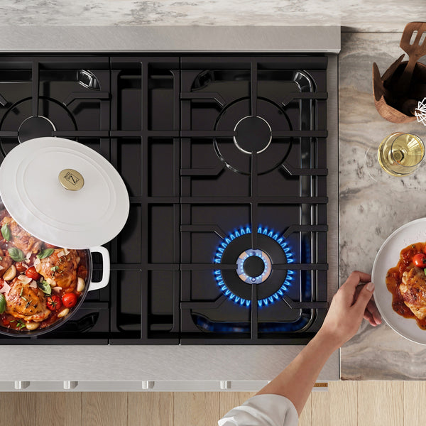 ZLINE 30 in. 4.2 cu. ft. Marino Gas Range with 4 Burner Cooktop and Convection Gas Oven in Satin Stainless Steel (MGRS-30)
