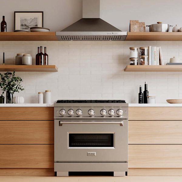 ZLINE 36 in. 5.2 cu. ft. Classic Dual Fuel Range with 6 Burner DuoPro™ Cooktop and Electric Convection Oven in Stainless Steel, Open Box-Good Condition