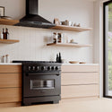 ZLINE 36 in. 5.2 cu. ft. Classic Dual Fuel Range with 6 Burner DuoPro™ Cooktop and Electric Convection Oven in Black Stainless Steel (PCDRB-36)