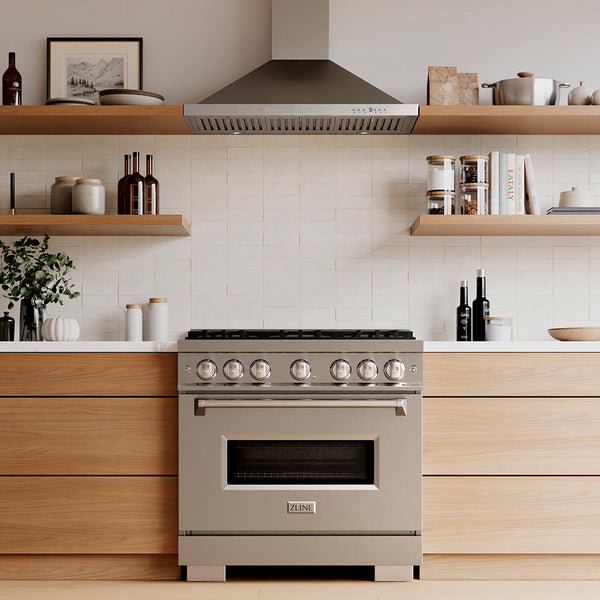 ZLINE 36 in. 5.2 cu. ft. Classic Gas Range with 6 Burner DuoPro™ Cooktop and Convection Gas Oven in Stainless Steel (PCGR36)