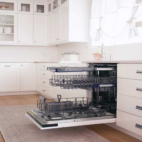 ZLINE Autograph Edition 24 in. Tallac Series 3rd Rack Dishwasher with Auto Door Open Drying, 51dBa, Panel Ready with Polished Gold Handle (DWVZ-24-G)