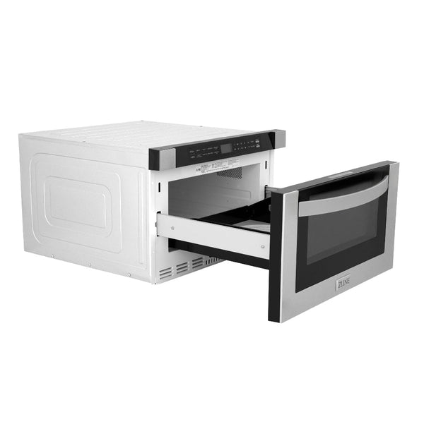 ZLINE Kitchen Package with 36 in. French Door Refrigerator, 48 in. Dual Fuel Range, 48 in. Range Hood, 24 in. Microwave Drawer, 24 in. Tall Tub Dishwasher and 24 in. Wine Cooler in Stainless Steel (6KPR-RARH48-MWDWV-RWV)