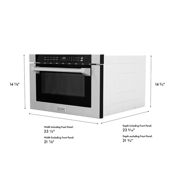 ZLINE 24 in. 1.2 cu. ft. Built-in Microwave Drawer with a Traditional Handle in Stainless Steel, Open Box-Great Condition