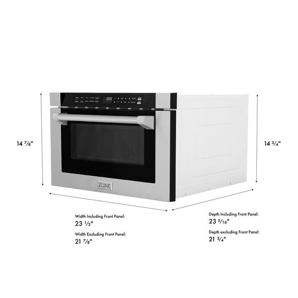 ZLINE 24 in. 1.2 cu. ft. Built-in Microwave Drawer with a Traditional Handle in Stainless Steel, Open Box-Good Condition