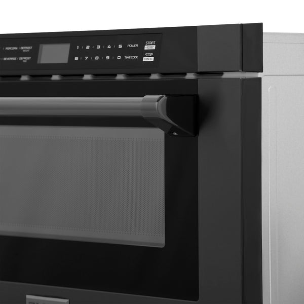 ZLINE 24 in. 1.2 cu. ft. Built-in Microwave Drawer with a Traditional Handle in Black Stainless Steel (MWD-1-BS-H)