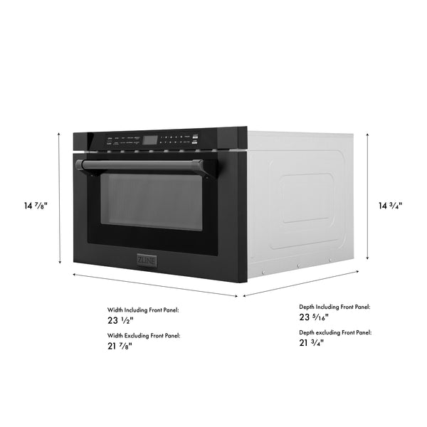 ZLINE 24 in. 1.2 cu. ft. Built-in Microwave Drawer with a Traditional Handle in Black Stainless Steel (MWD-1-BS-H)