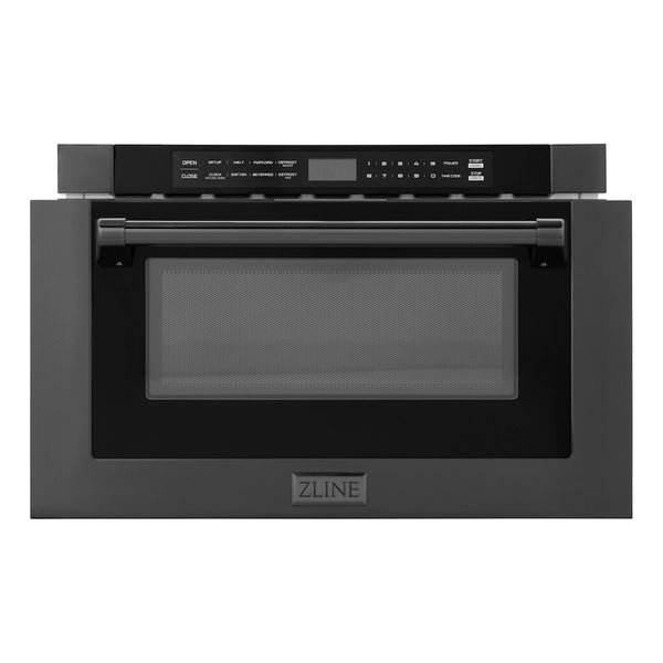 ZLINE 24 in. 1.2 cu. ft. Built-in Microwave Drawer with a Traditional Handle in Black Stainless Steel (MWD-1-BS-H)