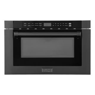 ZLINE 24" 1.2 cu. ft. Built-in Microwave Drawer with a Traditional Handle in Black Stainless Steel (MWD-1-BS-H)